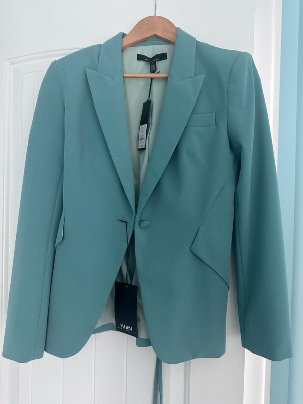 White House Black Market Mint Aqua Editor Blazer w/Lace-Up Back.
